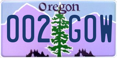 OR license plate 002GOW