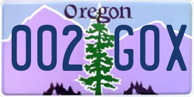 OR license plate 002GOX