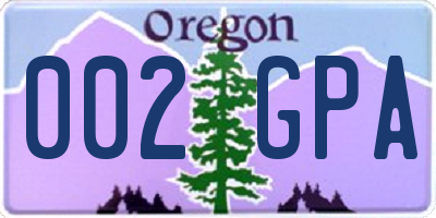 OR license plate 002GPA