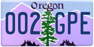 OR license plate 002GPE