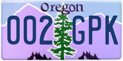 OR license plate 002GPK