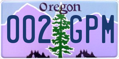 OR license plate 002GPM