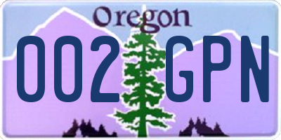 OR license plate 002GPN