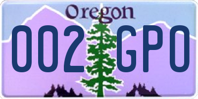OR license plate 002GPO