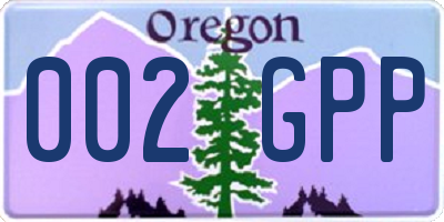 OR license plate 002GPP