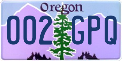 OR license plate 002GPQ