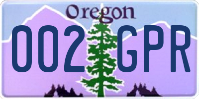 OR license plate 002GPR