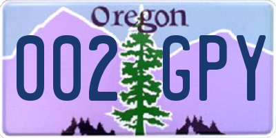 OR license plate 002GPY