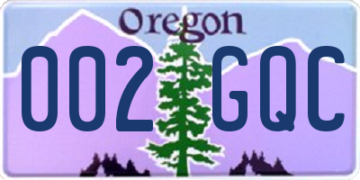OR license plate 002GQC