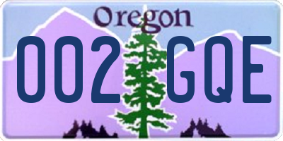OR license plate 002GQE