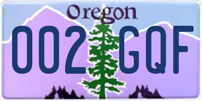 OR license plate 002GQF