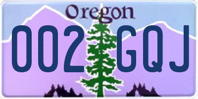 OR license plate 002GQJ