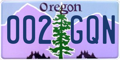 OR license plate 002GQN