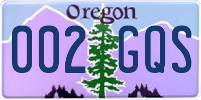 OR license plate 002GQS