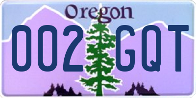 OR license plate 002GQT