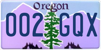OR license plate 002GQX