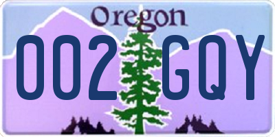 OR license plate 002GQY