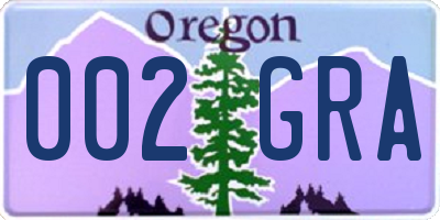 OR license plate 002GRA