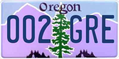 OR license plate 002GRE