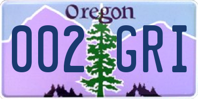 OR license plate 002GRI