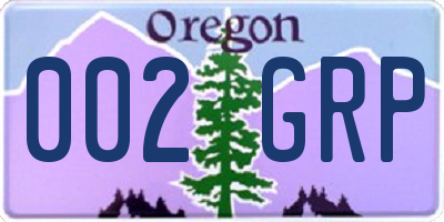 OR license plate 002GRP