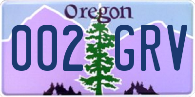 OR license plate 002GRV