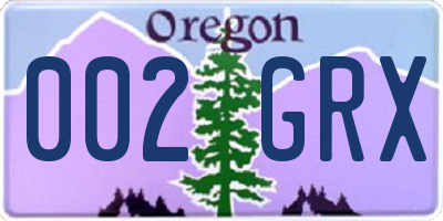 OR license plate 002GRX