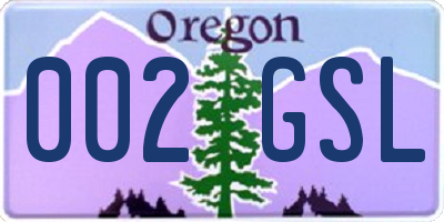 OR license plate 002GSL