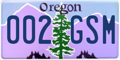 OR license plate 002GSM