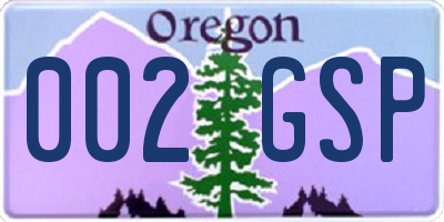 OR license plate 002GSP