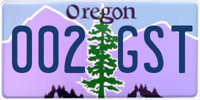 OR license plate 002GST