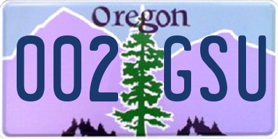 OR license plate 002GSU