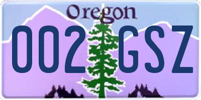 OR license plate 002GSZ