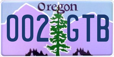 OR license plate 002GTB