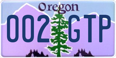 OR license plate 002GTP