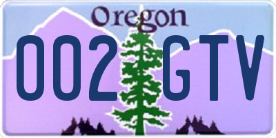 OR license plate 002GTV