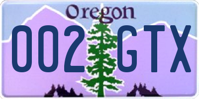 OR license plate 002GTX