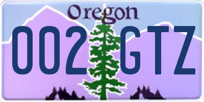 OR license plate 002GTZ