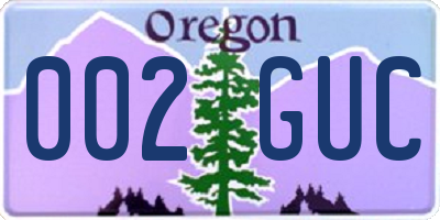 OR license plate 002GUC