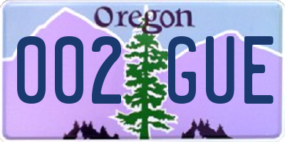 OR license plate 002GUE