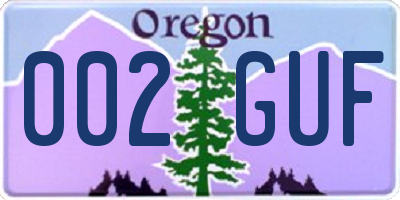 OR license plate 002GUF
