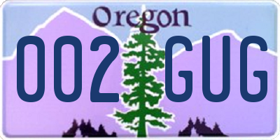 OR license plate 002GUG