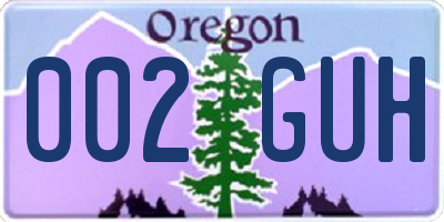 OR license plate 002GUH