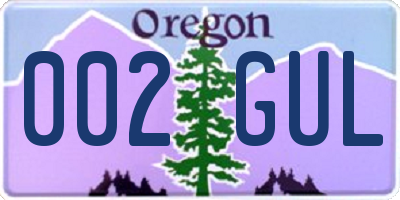 OR license plate 002GUL