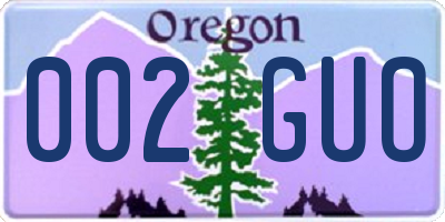 OR license plate 002GUO