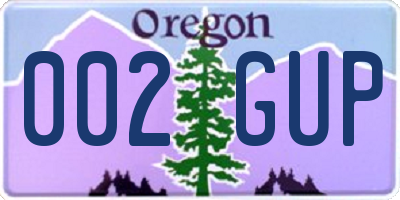 OR license plate 002GUP