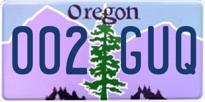 OR license plate 002GUQ