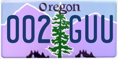 OR license plate 002GUU