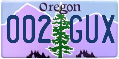 OR license plate 002GUX