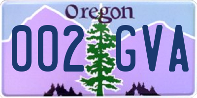 OR license plate 002GVA